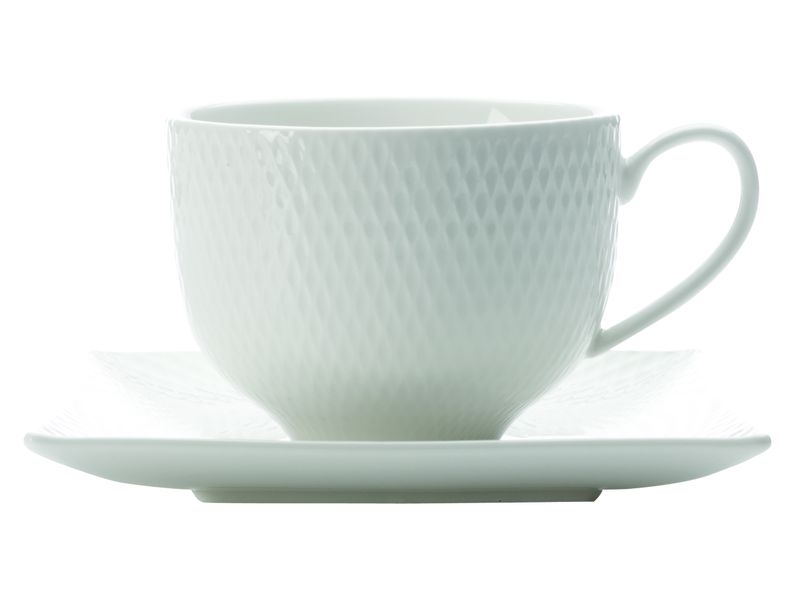 Maxwell &amp; Williams - 220ml White Basics Diamonds Cup &amp; Saucer
