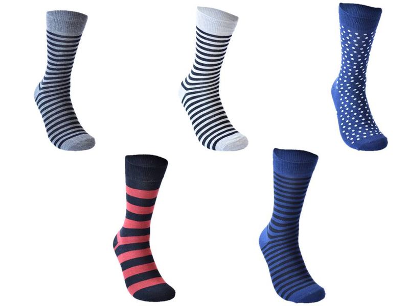 Undeez Spot and Stripes Formal Socks - (Pack of 5)