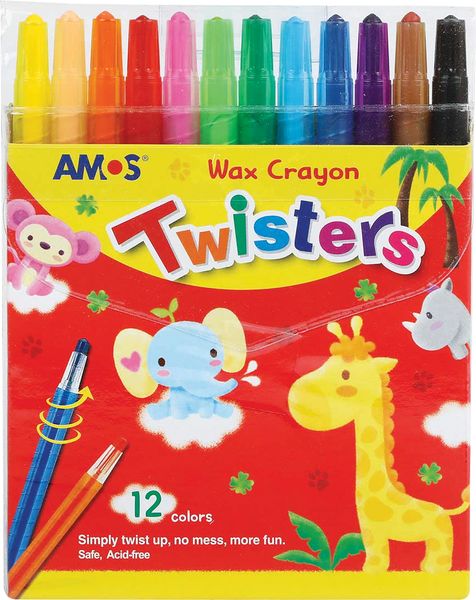 Amos 12 Twisters Retractable Wax Crayons