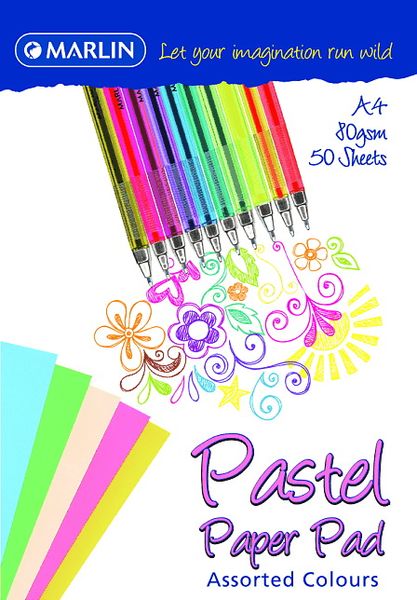 Marlin A4 Pastels Paper Pad 50 Sheets