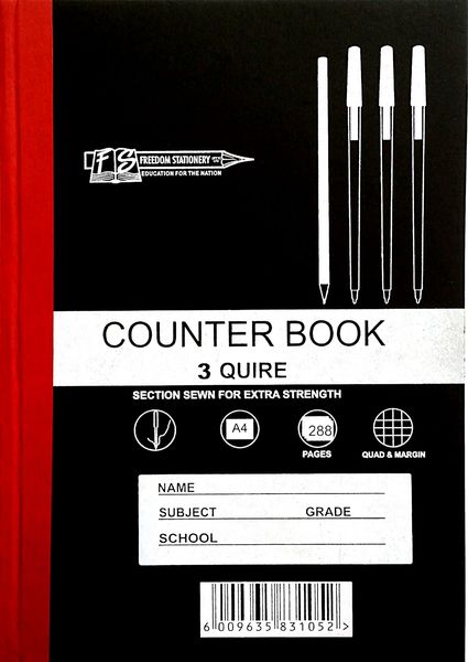 Freedom Stationery 3 Quire 288 Page A4 Q&amp;M Counter Book (5 Pack)