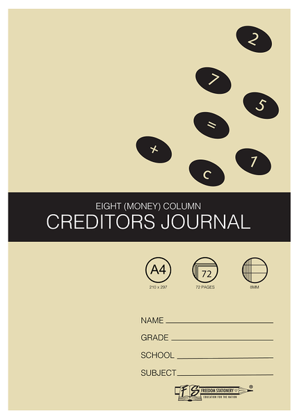 Freedom Stationery 72 Page A4 8MC Creditors Journal (20 Pack)