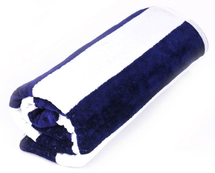 Terry Lustre - Beach Towel Velour 450Gsm - White &amp; Navy Stripe (Parallel Import)