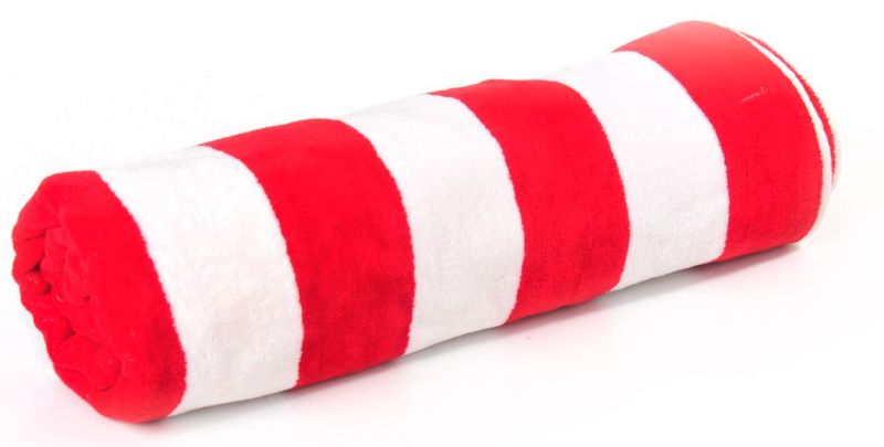 Terry Lustre - Beach Towel Velour 450gsm - White &amp; Red Stripe (Parallel Import)