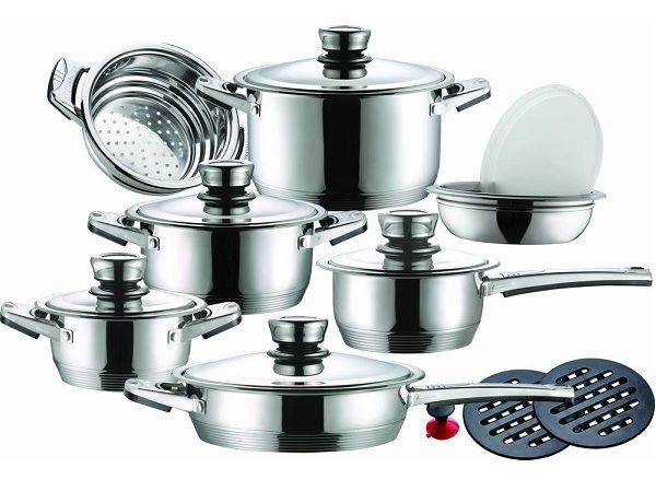 Silver Stainless steel German Designed Non-Stick 16 Pot Set