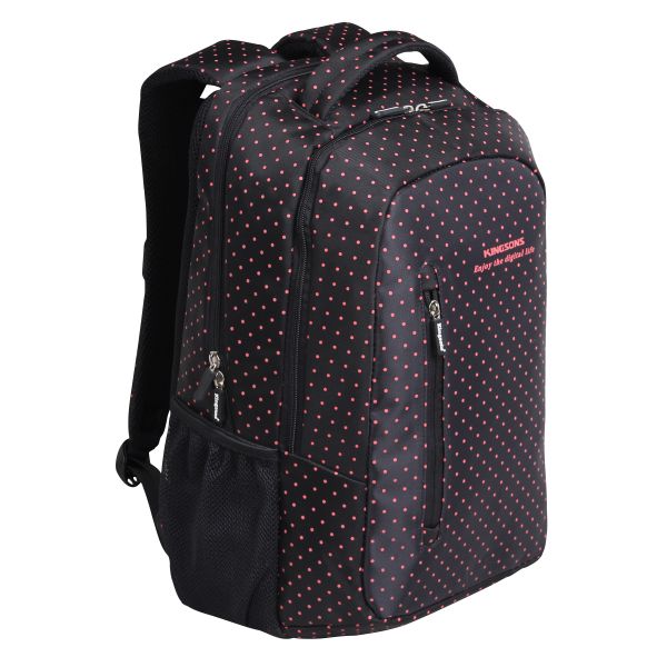 Kingsons School Bag with Water Resistance - Match Red Series in Polkadots