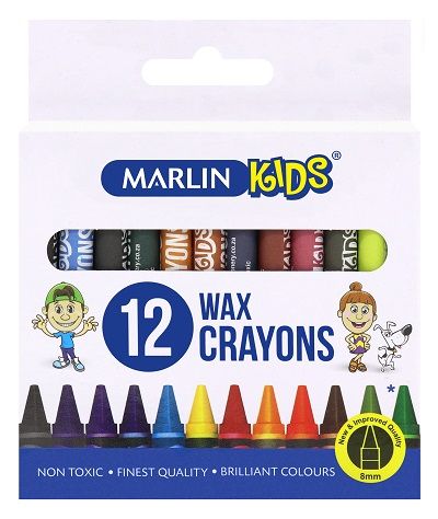 Marlin Kids 12 8mm Wax Crayons