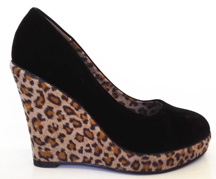 Roayena Fashion Leopard Print Wedge FZ05-10 - Black (Size: UK7)