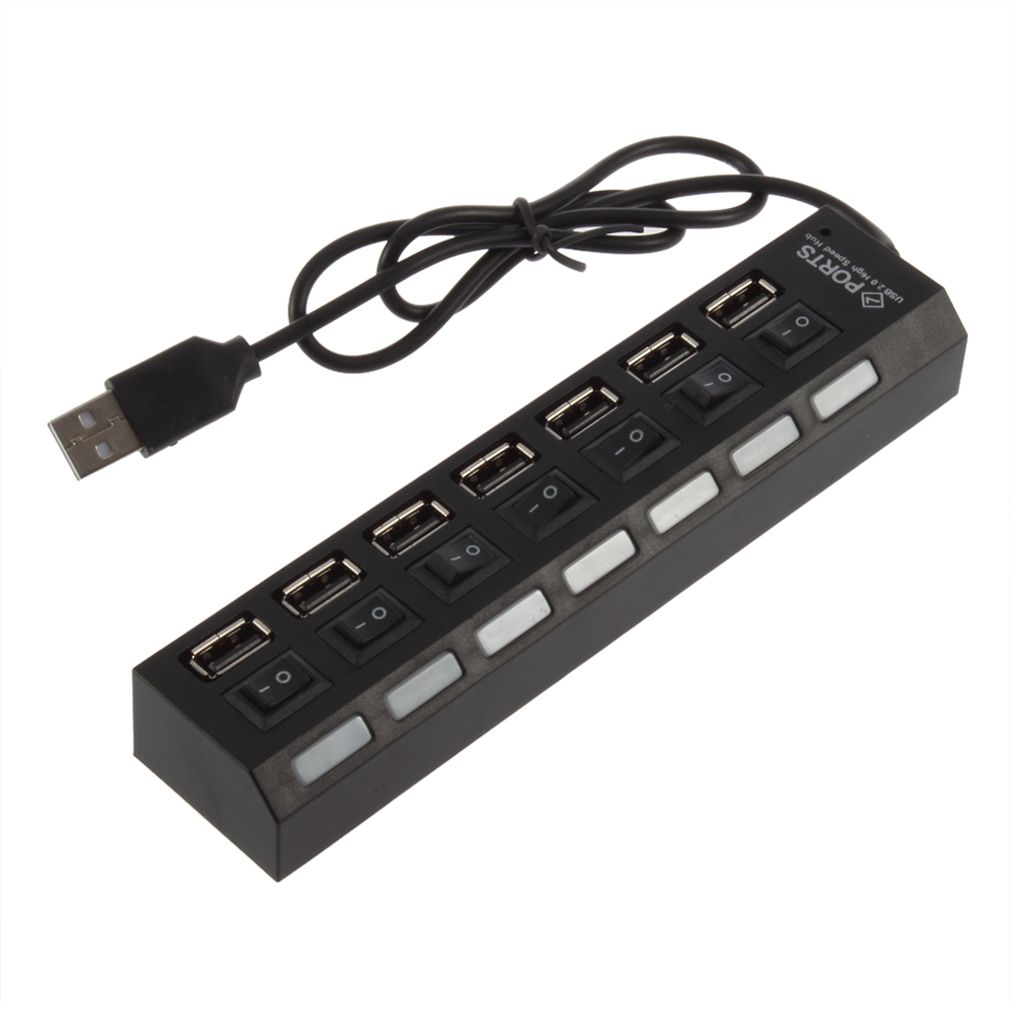 7 Ports USB 2 0 HUB High Speed USB HUB Black Shop Today Get It 