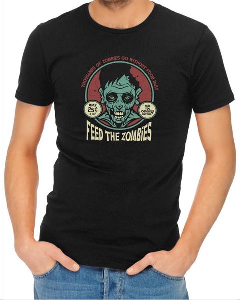 JuiceBubble Feed the Zombies Men's Black T-Shirt (Size: 4X-Large)