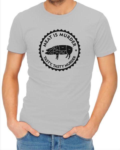 JuiceBubble Meat is Murder Men's Grey T-Shirt (Size: 4X-Large)