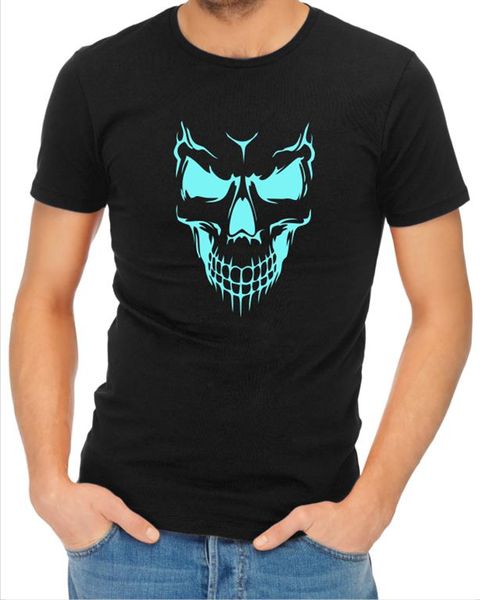 JuiceBubble Scary Skull Face Men's Black T-Shirt (Size: 4X-Large)