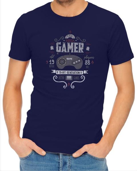 JuiceBubble The Mega Gamer Men's Navy T-Shirt (Size: 4X-Large)