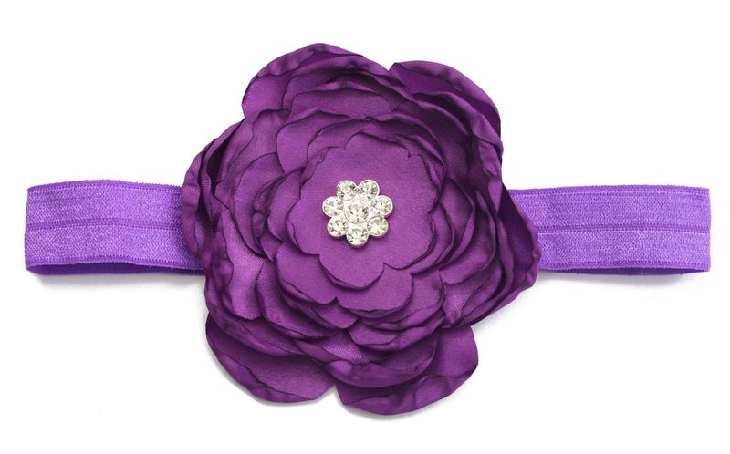 Satin Flower &amp; Rhinestone Headband - White