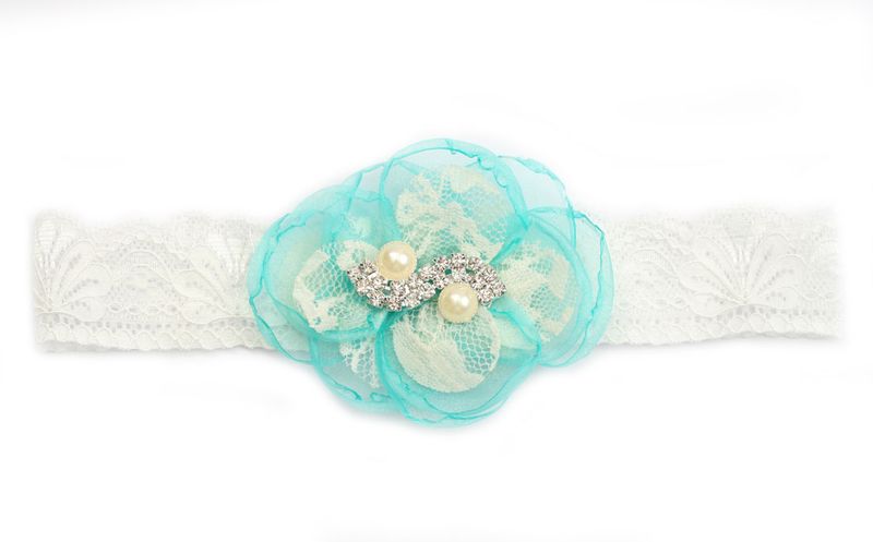 Organza Flower with Rhinestone Headband - Grey