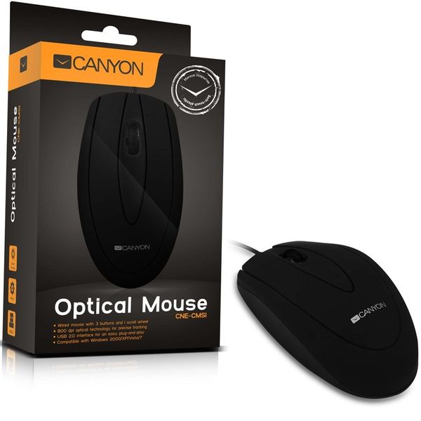 Mouse , Black (Wired, Optical 800, 3 btn, USB) (PC)
