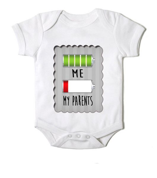 Moederliefde Battery Short Sleeve Baby Bodyvest - White