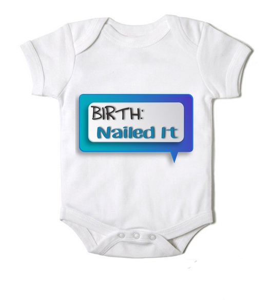 Moederliefde Birth: Nailed It Short Sleeve Baby Bodyvest - White