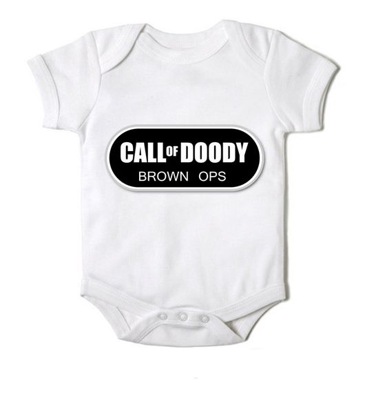 Moederliefde Call Of Doody Short Sleeve Baby Bodyvest - White