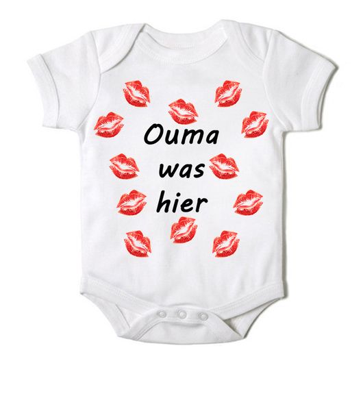 Moederliefde Ouma Was Hier Short Sleeve Baby Bodyvest - White