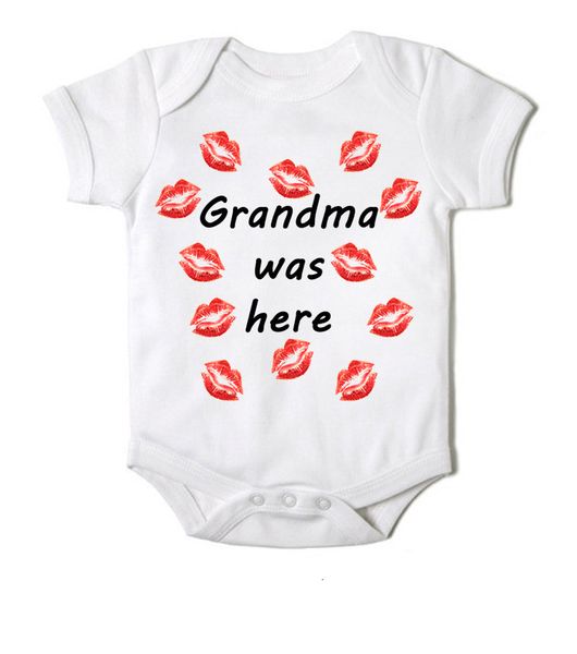 Moederliefde Grandma Was Here Short Sleeve Baby Bodyvest - White