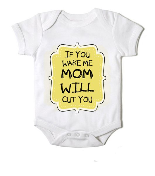 Moederliefde If You Wake Me Mom Will Cut You Short Sleeve Baby Bodyvest - White