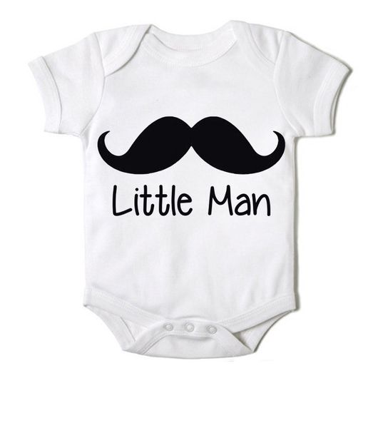 Moederliefde Little Man Short Sleeve Baby Bodyvest - White