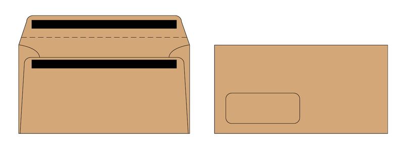 Merpak DL Banker Brown Window KwikSeal Envelopes (110 x 220mm) - Box of 500