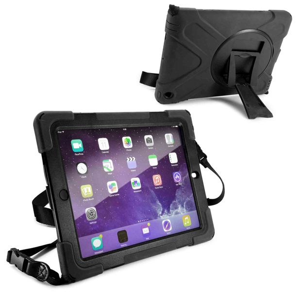 Tuff-Luv Rugged Armour Case with Shoulder Strap and stand for the Apple iPad 2/3 and 4 - Black