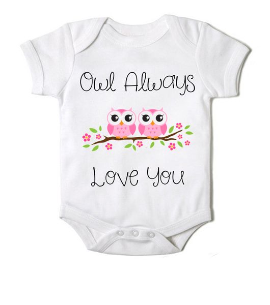Moederliefde Owl Always Love You Short Sleeve Baby Bodyvest - White