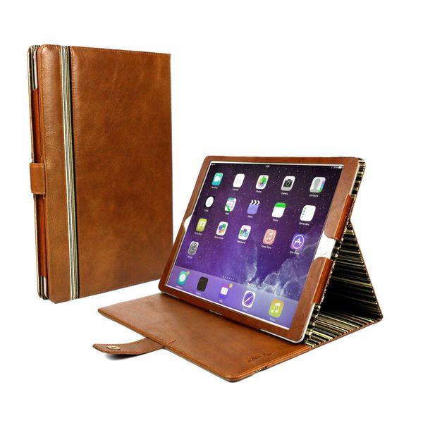 Tuff-Luv Alston Craig Vintage Genuine Leather Slim-Stand Case Cover for Apple iPad Pro 9.7 / iPad Air 2 - Brown (includes: Sleep Function)