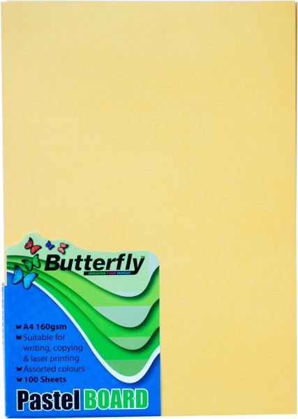 Butterfly A4 Pastel Board 100s - Yellow