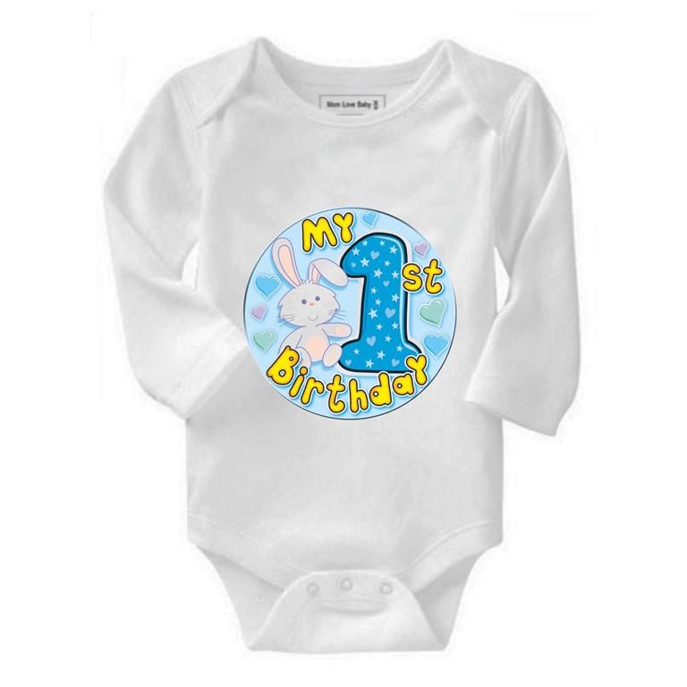 Noveltees ZA My First Birthday Boy Bunny Long Sleeve Baby Grow | Shop ...