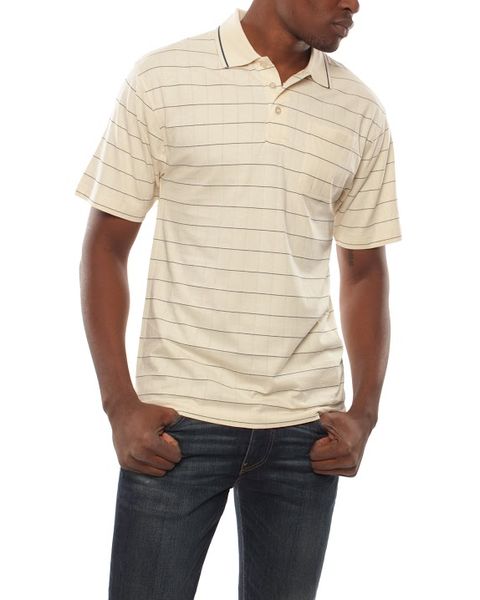 Patrick J Spaced Stripe Golfer - Stone