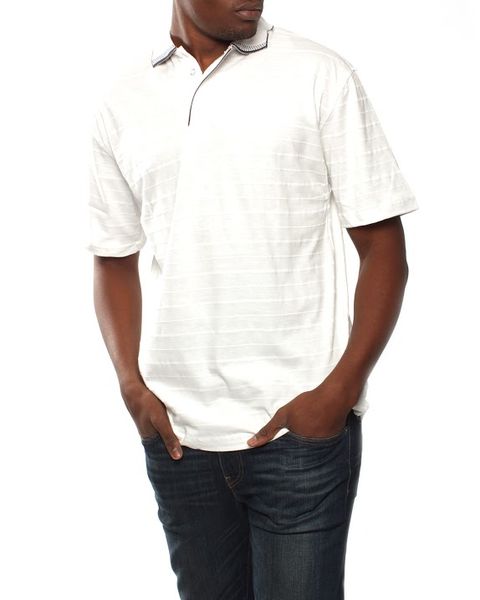 Patrick J Interest Striped Golfer - White