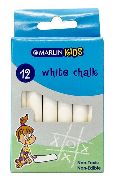 Marlin Kids White Chalk - 12 Pieces