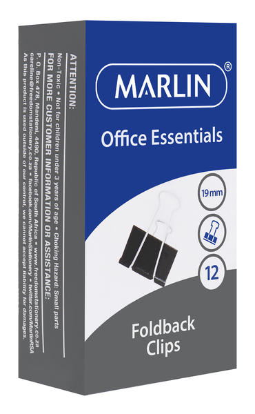 Marlin Fold Back Clips 19mm - Pack of 12