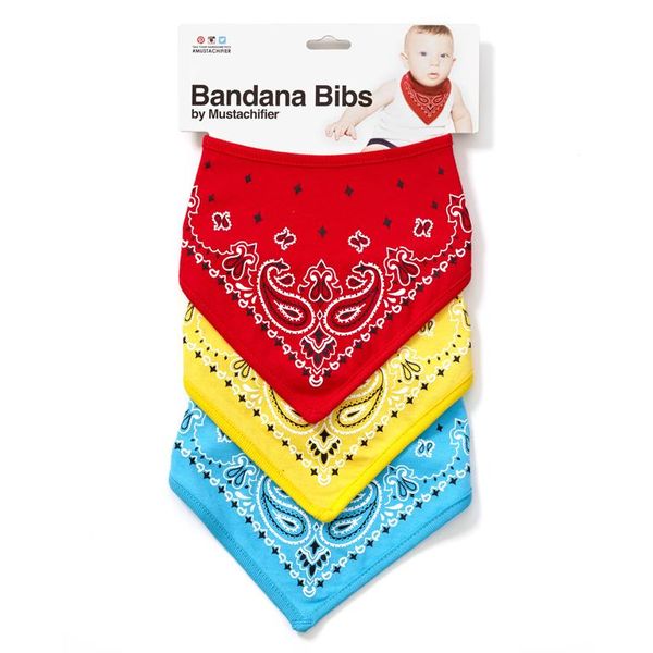 Mustachifier - Set of Three Bandana Bibs - Red, Yellow &amp; Blue (0 - 2 Years)