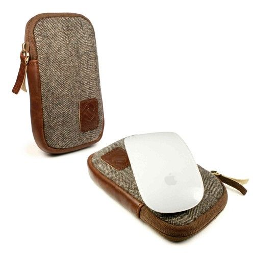 Tuff-Luv HerringBone Tweed Case for Apple Magic Mouse - Brown (Fits Magic M