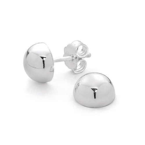 Miss Jewels 925 Sterling Silver Dome Shaped Stud Earrings - 8mm