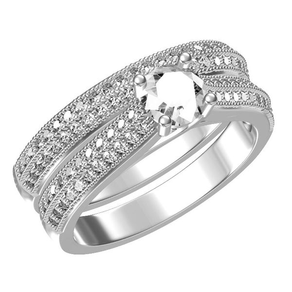 Yeoman 1.25 Carat Simulated Diamond Sterling Silver Wedding Ring Set