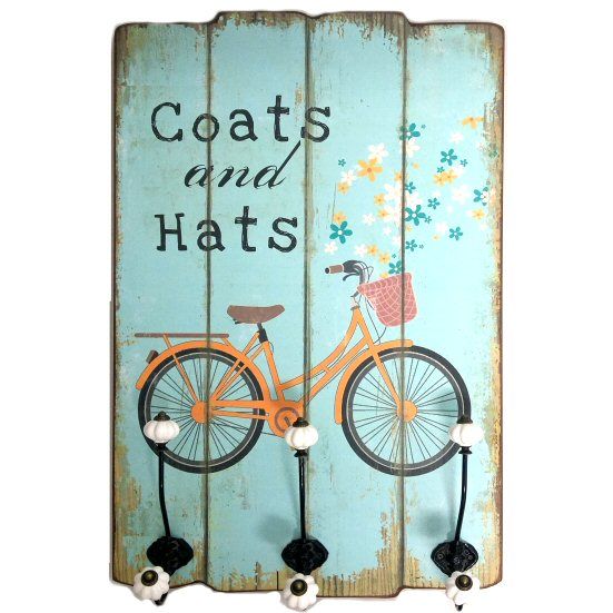 Pamper Hamper - Coats and Hats Wooden Plaque With 3 Hooks