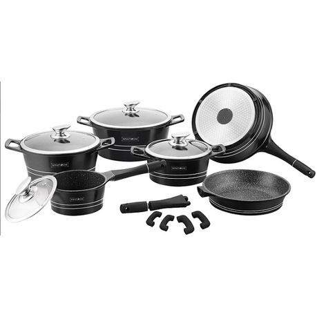 14pcs Yellow color casting aluminum cookware sets with white