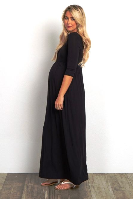 Black maternity maxi outlet dress with sleeves