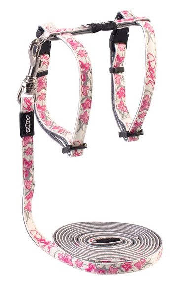 Rogz - 11mm GlowCat Cat Lead/H-Harness - Pink