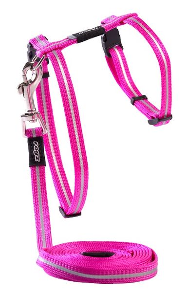 Rogz - 8mm AlleyCat Cat Lead/H-Harness - Pink