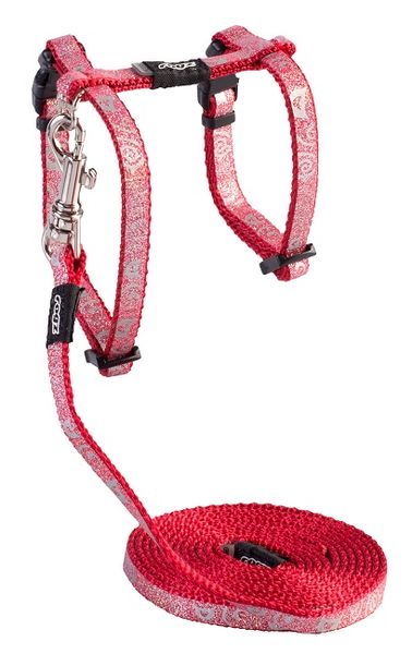 Rogz - SparkleCat 8mm Cat Lead/H-Harness - Red