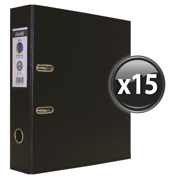 Bantex B1414 Lever Arch A4 70mm Files - Black (10 Pack)