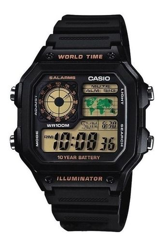 Casio Mens AE-1200WH-1BVDF World Time Digital Watch