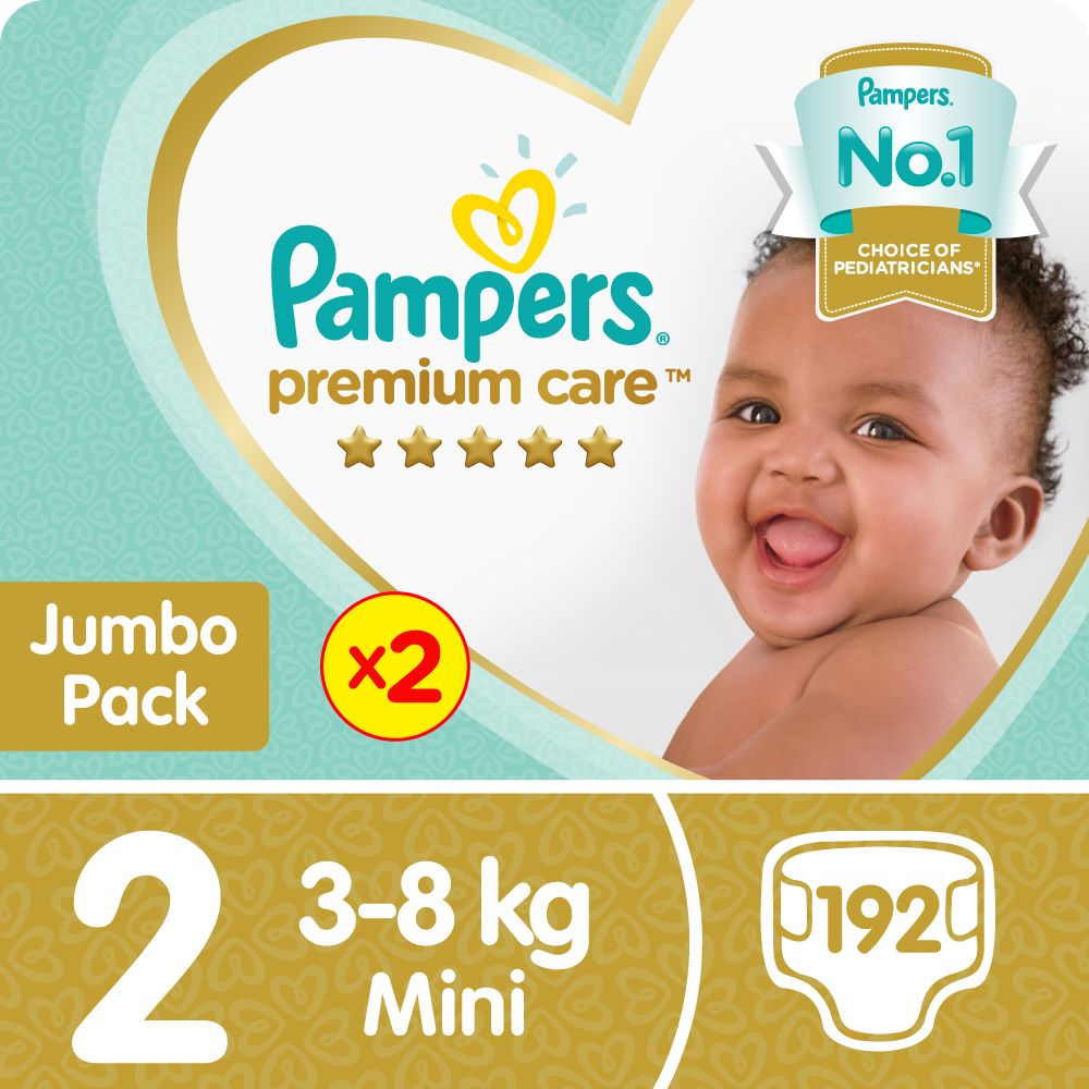 Pampers Premium Care - Size 2 Twin Jumbo Pack - 2 x 96 Nappies | Buy